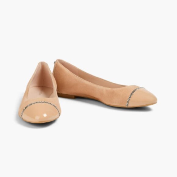 NWT STUART WEITZMAN Milla Chain-Embellished Suede Ballet Flats Size 7.5 - Picture 2 of 4